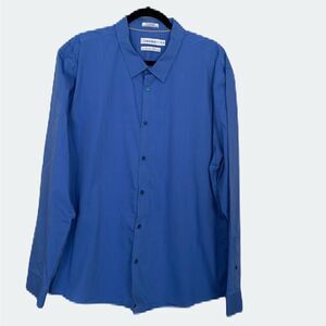 Calvin Klein mens long sleeve striped button down dress shirt | size XXL